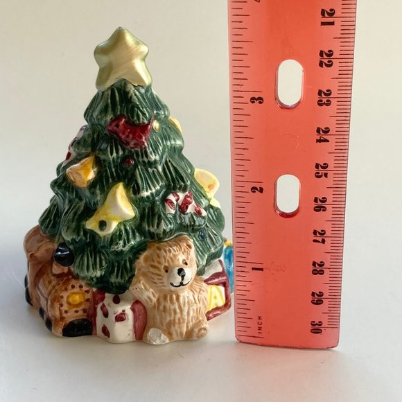 Vintage Christmas Tree Salt Shaker Teddy Bear Ceramic Train Candy Canes - Picture 9 of 9